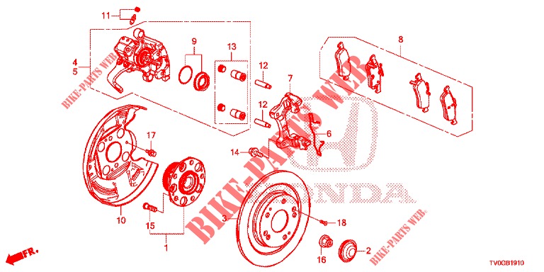 REAR BRAKE DRUM  for Honda CIVIC DIESEL 1.6 EXCLUSIVE 5 Doors 6 speed manual 2015
