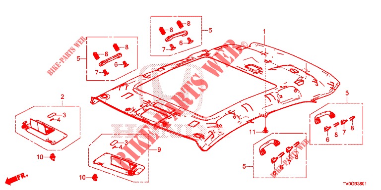 ROOF LINING (TOIT VERRE) for Honda CIVIC DIESEL 1.6 EXCLUSIVE 5 Doors 6 speed manual 2015