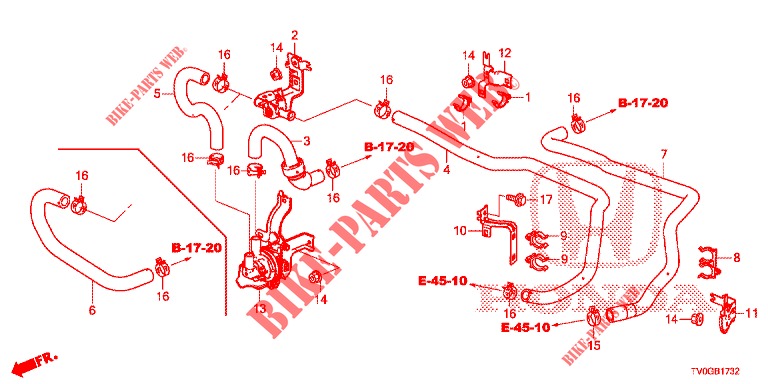WATER HOSE/HEATER DUCT (DIESEL) (LH) for Honda CIVIC DIESEL 1.6 EXCLUSIVE 5 Doors 6 speed manual 2015