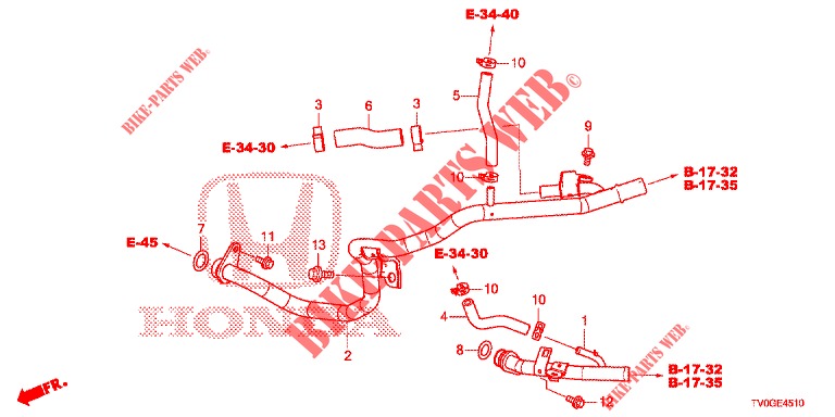 WATER HOSE/HEATER DUCT (DIESEL) for Honda CIVIC DIESEL 1.6 EXCLUSIVE 5 Doors 6 speed manual 2015