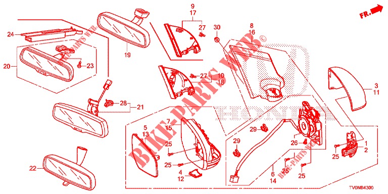 MIRROR/SUNVISOR  for Honda CIVIC 1.4 COMFORT 5 Doors 6 speed manual 2016