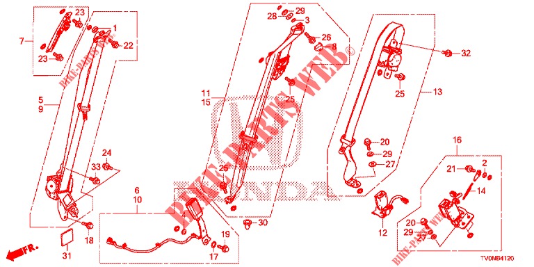 FRONT SEAT/SEATBELTS  for Honda CIVIC 1.4 ELEGANCE 5 Doors 6 speed manual 2016