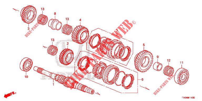 MAINSHAFT (DIESEL) for Honda CIVIC DIESEL 1.6 EXECUTIVE NAVI EDITION X 5 Doors 6 speed manual 2016