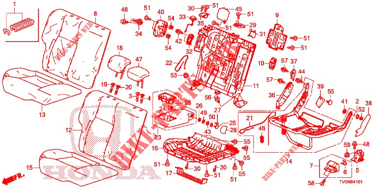 REAR SEAT/SEATBELT (D.) for Honda CIVIC DIESEL 1.6 EXECUTIVE NAVI EDITION X 5 Doors 6 speed manual 2016