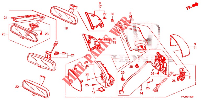 MIRROR/SUNVISOR  for Honda CIVIC DIESEL 1.6 INNOVA NAVI 5 Doors 6 speed manual 2016