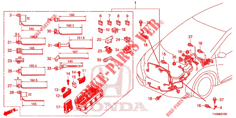 WIRE HARNESS (1) (LH) for Honda CIVIC DIESEL 1.6 INNOVA NAVI 5 Doors 6 speed manual 2016