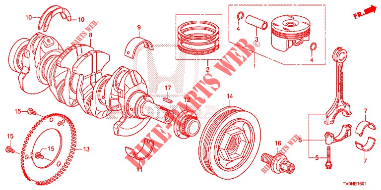 CRANKSHAFT/PISTON (1.8L) for Honda CIVIC 1.8 EXECUTIVE 5 Doors 6 speed manual 2016