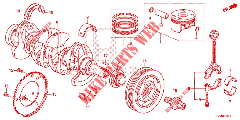 CRANKSHAFT/PISTON (1.8L) for Honda CIVIC 1.8 S 5 Doors 6 speed manual 2016