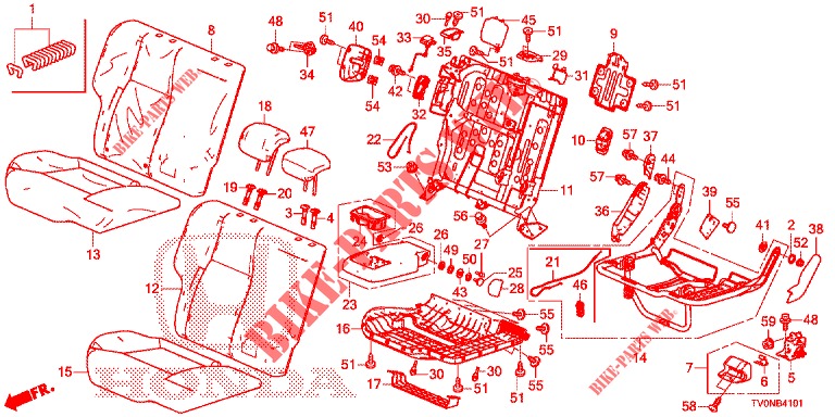 REAR SEAT/SEATBELT (D.) for Honda CIVIC 1.8 S 5 Doors 6 speed manual 2016