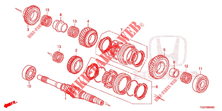 MAINSHAFT  for Honda CIVIC 1.5 SPORT 5 Doors 6 speed manual 2017