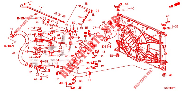 FLEXIBLE RADIATOR / RESERVOIR EXPANSION (1.5L) for Honda CIVIC  1.5 SPORT PLUS 5 Doors full automatic 2017