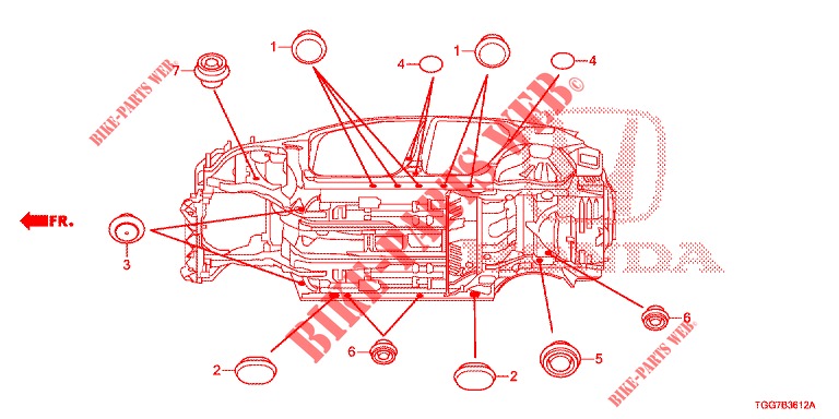 GROMMET (INFERIEUR) for Honda CIVIC  1.5 SPORT PLUS 5 Doors full automatic 2017