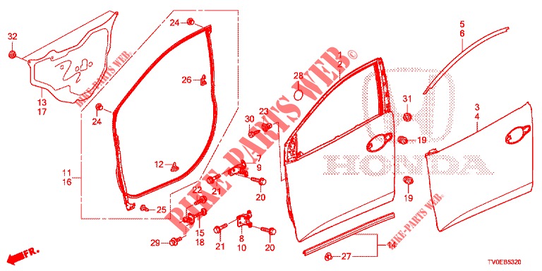 FRONT DOOR PANELS (2D)  for Honda CIVIC 1.8 SPORT 5 Doors 6 speed manual 2014