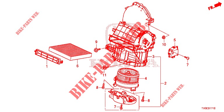 HEATER BLOWER (LH) for Honda CIVIC 1.8 SPORT 5 Doors 6 speed manual 2014