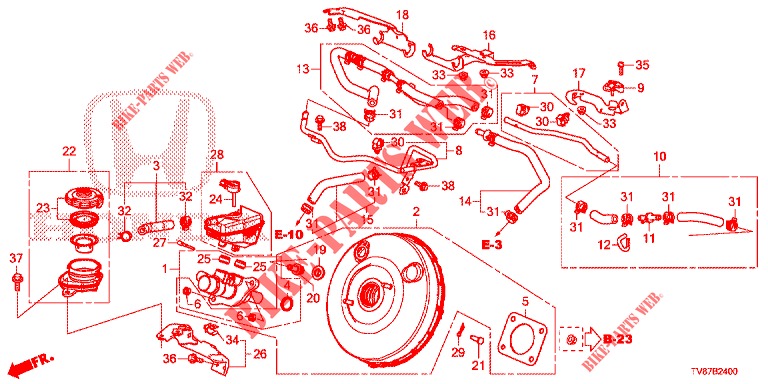 BRAKE MASTER CYLINDER/MAS TER POWER (LH) for Honda CIVIC TYPE R 5 Doors 6 speed manual 2016