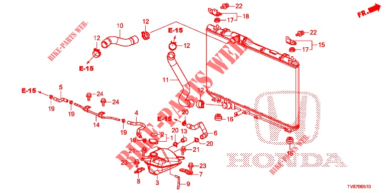 FLEXIBLE RADIATOR / RESERVOIR EXPANSION for Honda CIVIC TYPE R 5 Doors 6 speed manual 2016