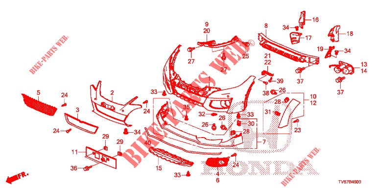 FRONT BUMPER  for Honda CIVIC TYPE R 5 Doors 6 speed manual 2016