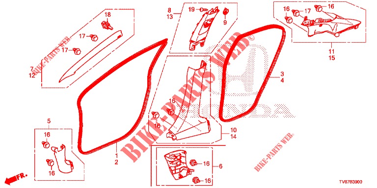 PILLAR GARNISH (LH) for Honda CIVIC TYPE R 5 Doors 6 speed manual 2016
