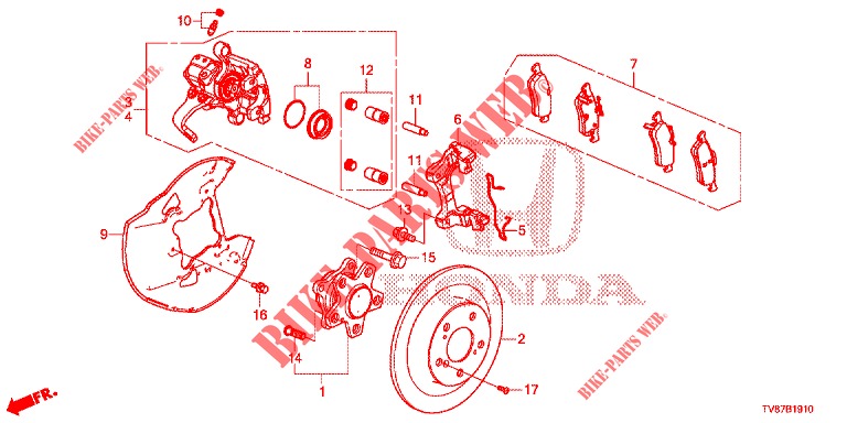REAR BRAKE DRUM  for Honda CIVIC TYPE R 5 Doors 6 speed manual 2016