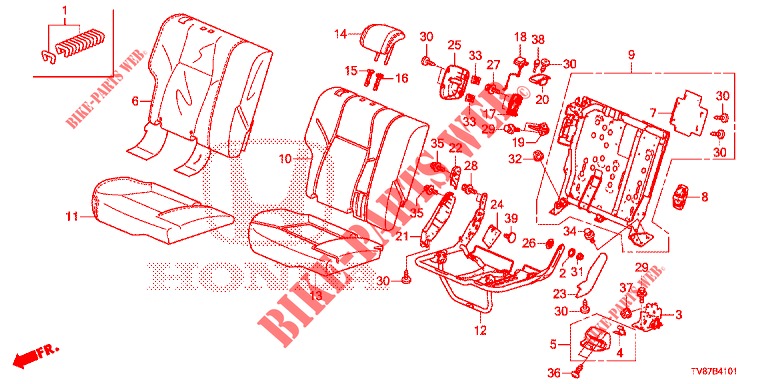 REAR SEAT/SEATBELT (D.) for Honda CIVIC TYPE R 5 Doors 6 speed manual 2016