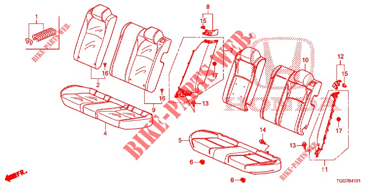 REAR SEAT/SEATBELT (TYPE R) for Honda CIVIC TYPE R 5 Doors 6 speed manual 2017
