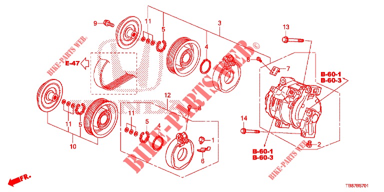 AIR CONDITIONER (COMPRESSEUR) (DIESEL) for Honda CIVIC TOURER DIESEL 1.6 COMFORT 5 Doors 6 speed manual 2014