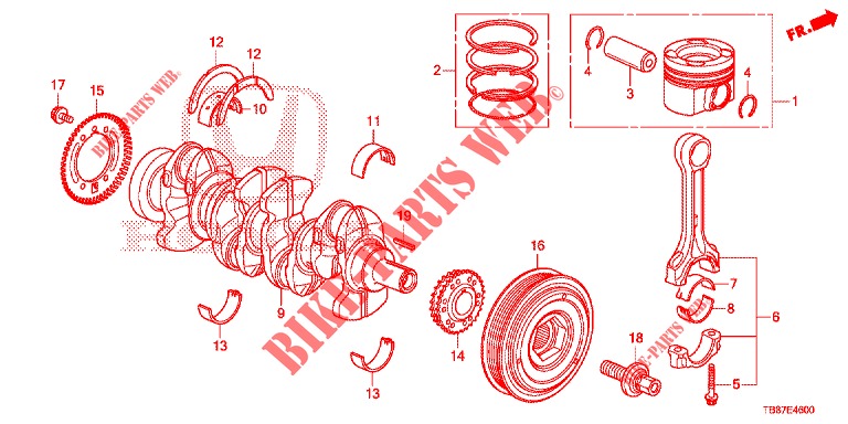 CRANKSHAFT/PISTON (DIESEL) for Honda CIVIC TOURER DIESEL 1.6 COMFORT 5 Doors 6 speed manual 2014