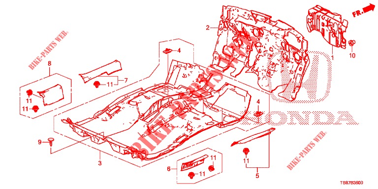 FLOOR MAT/INSULATOR  for Honda CIVIC TOURER DIESEL 1.6 COMFORT 5 Doors 6 speed manual 2014