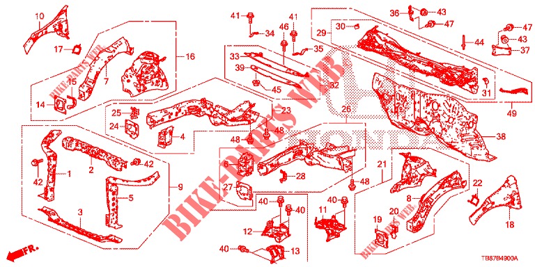 FRONT BULKHEAD/DASHBOARD  for Honda CIVIC TOURER DIESEL 1.6 COMFORT 5 Doors 6 speed manual 2014