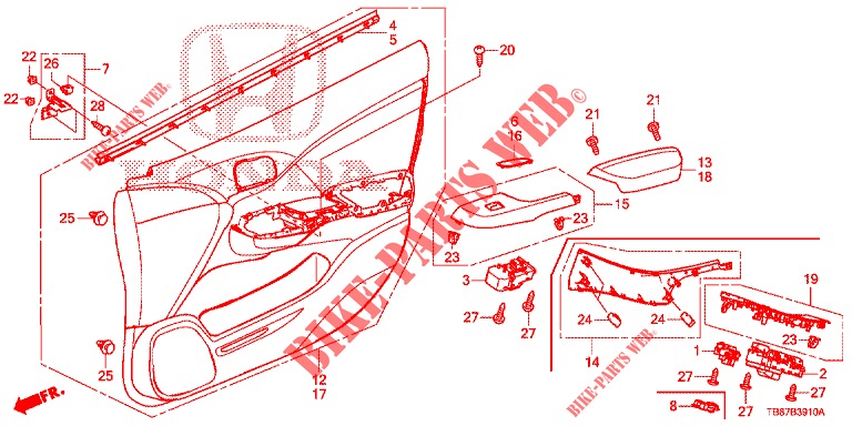FRONT DOOR LINING (LH) for Honda CIVIC TOURER DIESEL 1.6 COMFORT 5 Doors 6 speed manual 2014