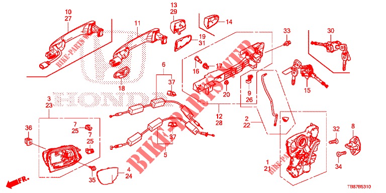 FRONT DOOR LOCKS/OUTER HA NDLE  for Honda CIVIC TOURER DIESEL 1.6 COMFORT 5 Doors 6 speed manual 2014