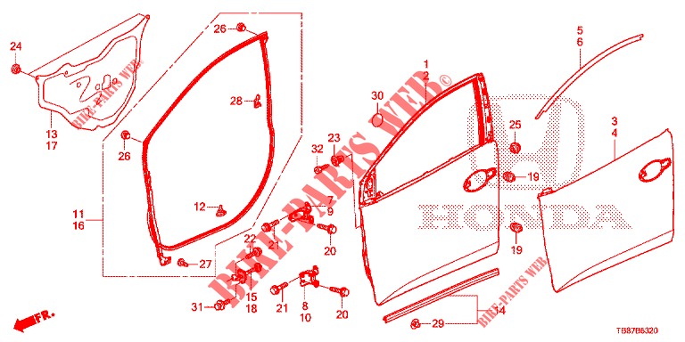FRONT DOOR PANELS (2D)  for Honda CIVIC TOURER DIESEL 1.6 COMFORT 5 Doors 6 speed manual 2014