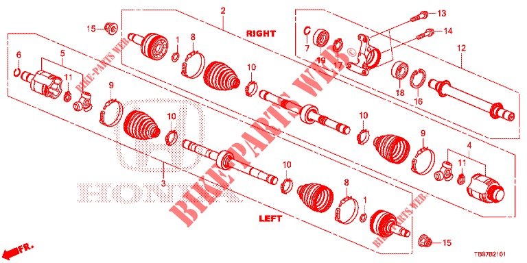 FRONT DRIVESHAFT/HALF SHA FT (DIESEL) (1.6L) for Honda CIVIC TOURER DIESEL 1.6 COMFORT 5 Doors 6 speed manual 2014