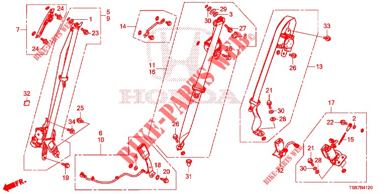 FRONT SEAT/SEATBELTS  for Honda CIVIC TOURER DIESEL 1.6 COMFORT 5 Doors 6 speed manual 2014