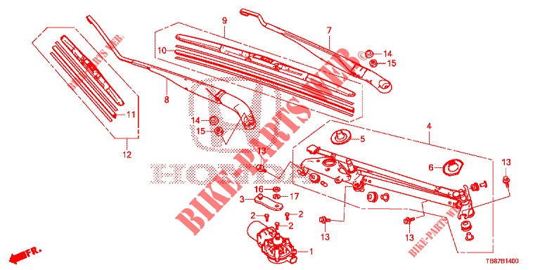 FRONT WINDSHIELD WIPER (LH) for Honda CIVIC TOURER DIESEL 1.6 COMFORT 5 Doors 6 speed manual 2014