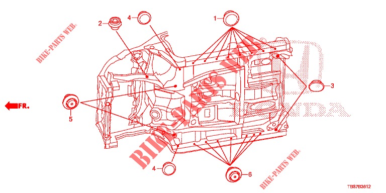 GROMMET (INFERIEUR) for Honda CIVIC TOURER DIESEL 1.6 COMFORT 5 Doors 6 speed manual 2014
