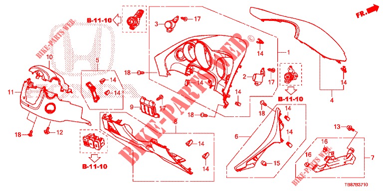 INSTRUMENT GARNISH (COTE DE CONDUCTEUR) (LH) for Honda CIVIC TOURER DIESEL 1.6 COMFORT 5 Doors 6 speed manual 2014