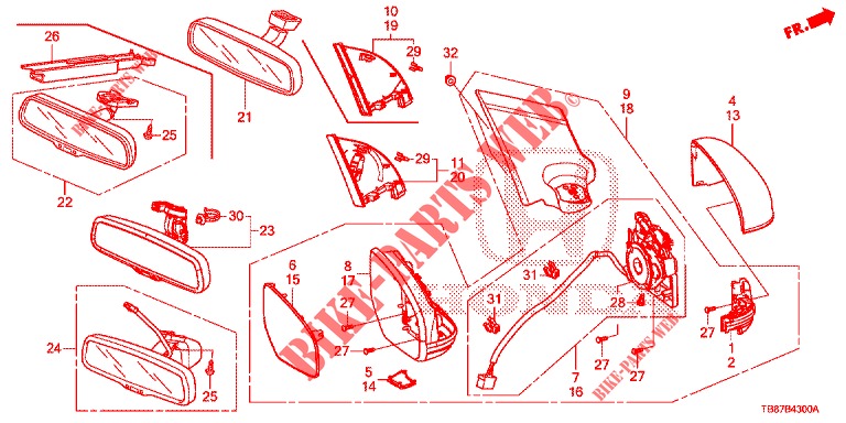 MIRROR/SUNVISOR  for Honda CIVIC TOURER DIESEL 1.6 COMFORT 5 Doors 6 speed manual 2014