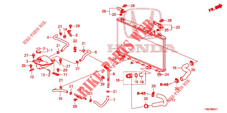 RADIATOR HOSE/RESERVE TAN K (DIESEL) for Honda CIVIC TOURER DIESEL 1.6 COMFORT 5 Doors 6 speed manual 2014