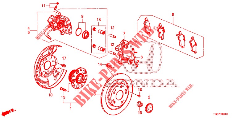 REAR BRAKE DRUM  for Honda CIVIC TOURER DIESEL 1.6 COMFORT 5 Doors 6 speed manual 2014
