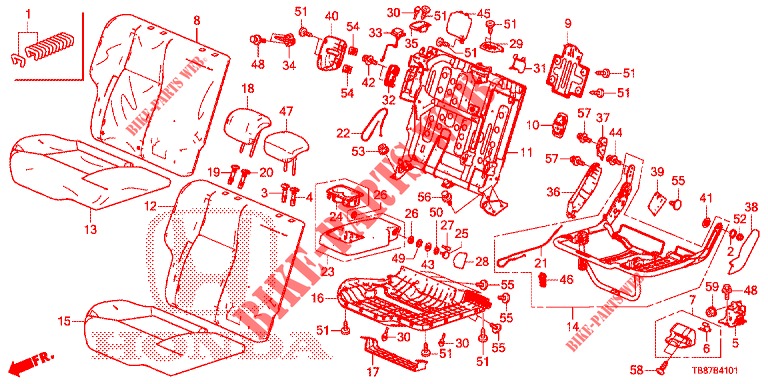 REAR SEAT/SEATBELT (D.) for Honda CIVIC TOURER DIESEL 1.6 COMFORT 5 Doors 6 speed manual 2014