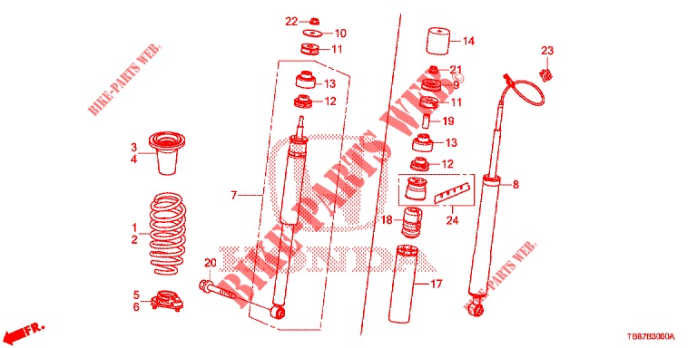 REAR SHOCK ABSORBER  for Honda CIVIC TOURER DIESEL 1.6 COMFORT 5 Doors 6 speed manual 2014