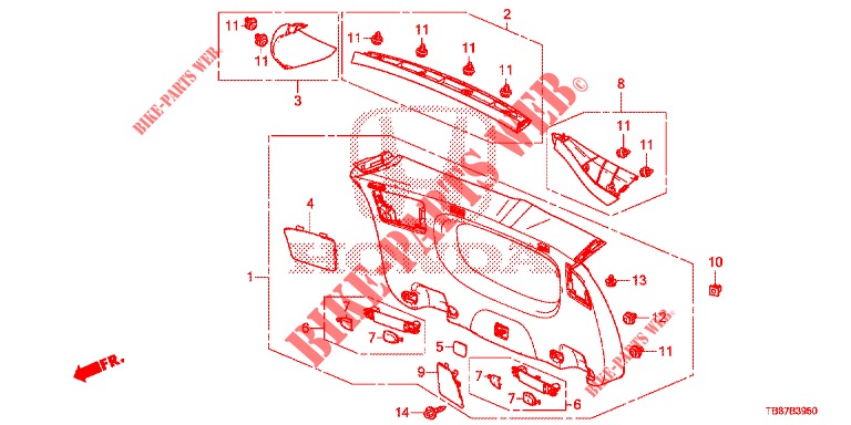 TAILGATE LINING/ REAR PANEL LINING (2D)  for Honda CIVIC TOURER DIESEL 1.6 COMFORT 5 Doors 6 speed manual 2014