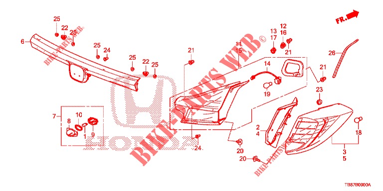 TAILLIGHT/LICENSE LIGHT (PGM FI)  for Honda CIVIC TOURER DIESEL 1.6 COMFORT 5 Doors 6 speed manual 2014