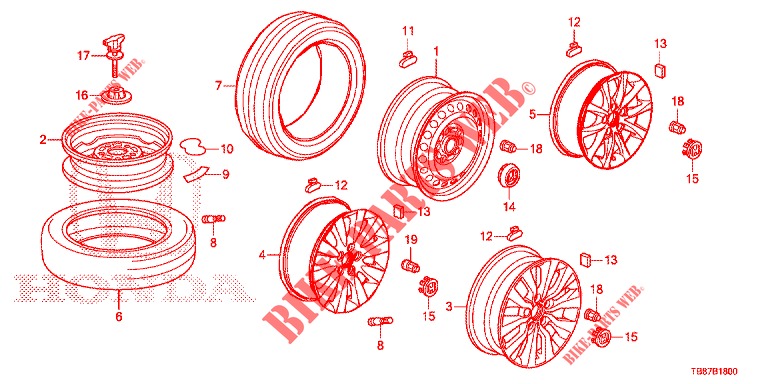 TIRE/WHEEL DISKS  for Honda CIVIC TOURER DIESEL 1.6 COMFORT 5 Doors 6 speed manual 2014