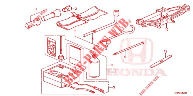 TOOLS/JACK  for Honda CIVIC TOURER DIESEL 1.6 COMFORT 5 Doors 6 speed manual 2014
