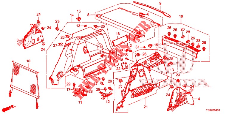 TRUNK SIDE LINING  for Honda CIVIC TOURER DIESEL 1.6 COMFORT 5 Doors 6 speed manual 2014
