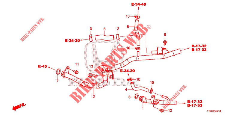 WATER HOSE/HEATER DUCT (DIESEL) for Honda CIVIC TOURER DIESEL 1.6 COMFORT 5 Doors 6 speed manual 2014