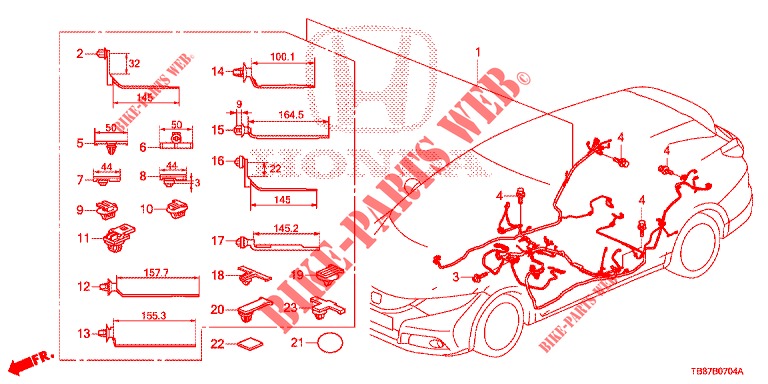WIRE HARNESS (3) (LH) for Honda CIVIC TOURER DIESEL 1.6 COMFORT 5 Doors 6 speed manual 2014