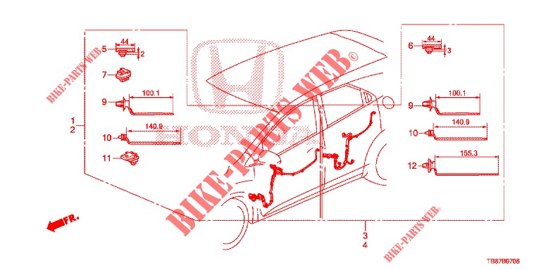 WIRE HARNESS (5) (LH) for Honda CIVIC TOURER DIESEL 1.6 COMFORT 5 Doors 6 speed manual 2014